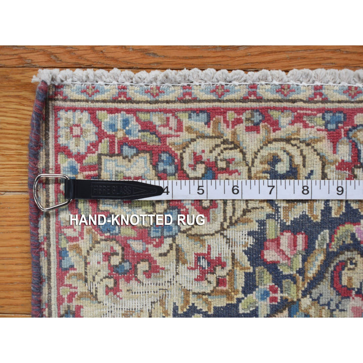 1'9" x 1'9" Vintage Hand Knotted Blue Wool Square Oriental Rug - MOA10278127