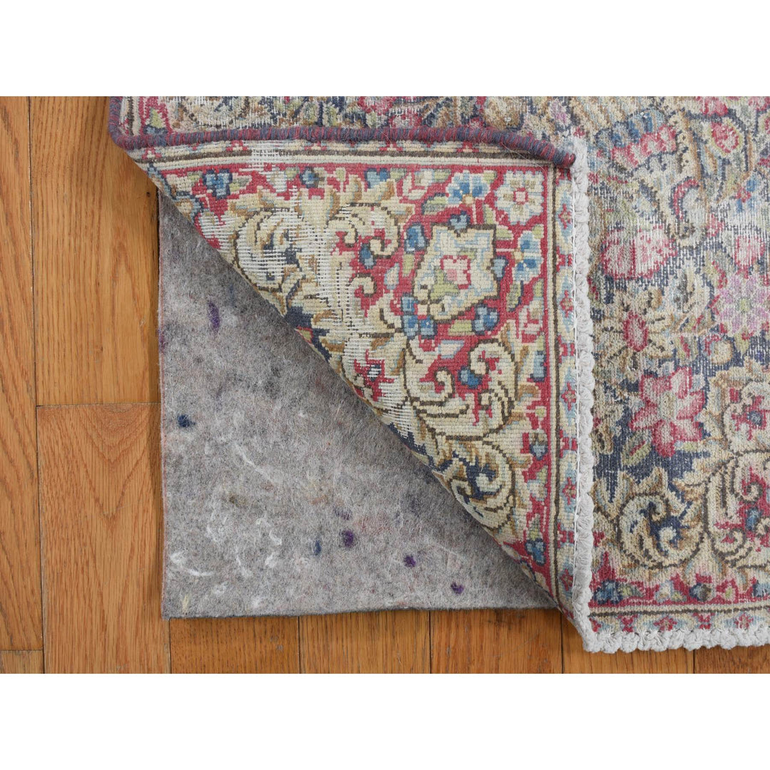 1'6" x 2'0" Vintage Hand Knotted Blue Wool Rectangle Oriental Rug - MOA10278128