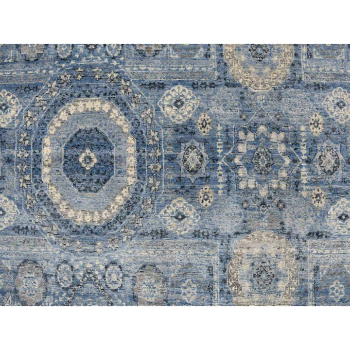 9'0" x 12'4" New Hand Knotted Blue Silk Rectangle Oriental Rug - MOA10278147