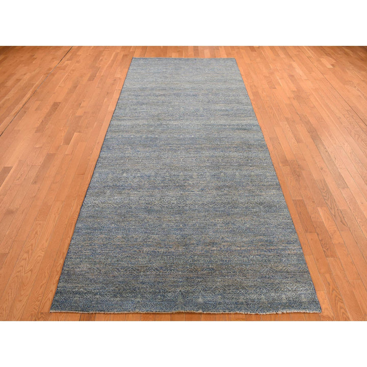 5'0" x 14'0" New Hand Knotted Blue Wool Runner Oriental Rug - MOA10278148