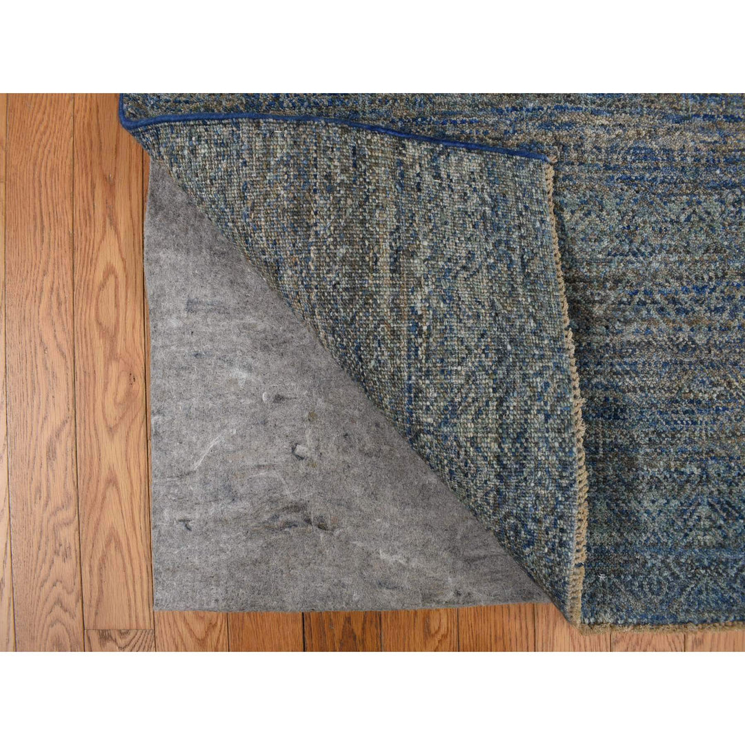 5'0" x 14'0" New Hand Knotted Blue Wool Runner Oriental Rug - MOA10278148