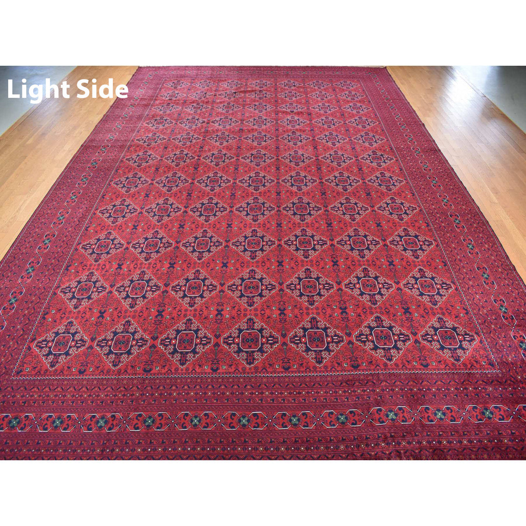 13'1" x 19'9" New Hand Knotted Red Wool Rectangle Oriental Rug - MOA10278157