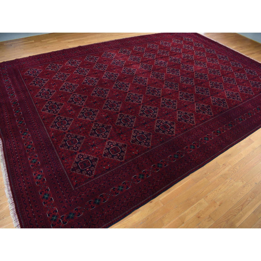 13'1" x 19'9" New Hand Knotted Red Wool Rectangle Oriental Rug - MOA10278157