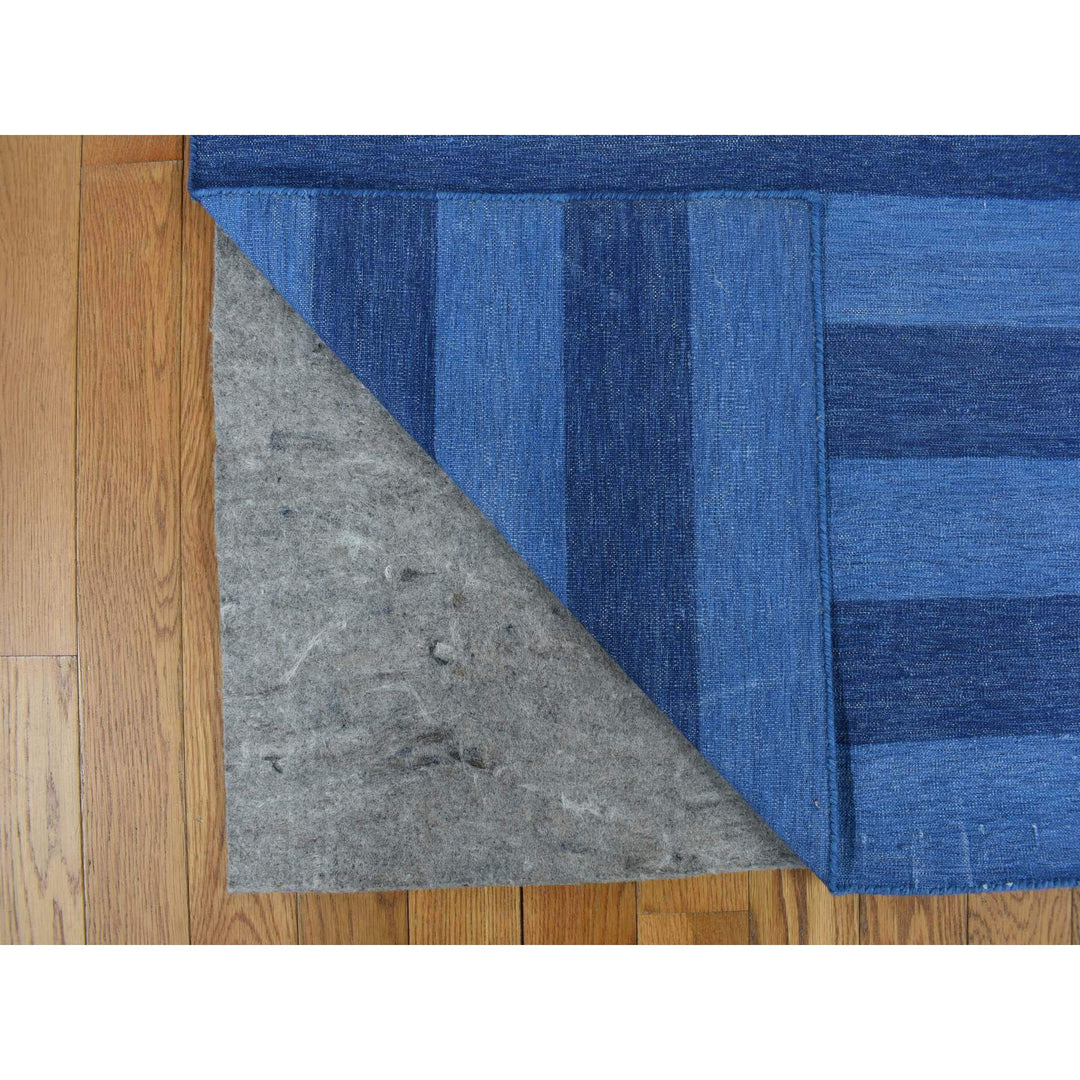 6'0" x 9'0" New Hand Woven Blue Cotton Rectangle Oriental Rug - MOA10278159