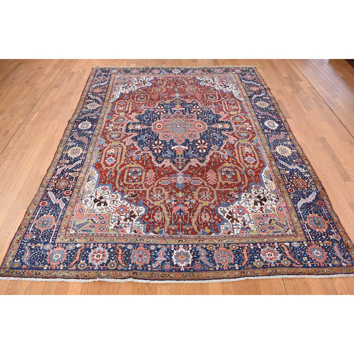 8'3" x 11'9" Vintage Hand Knotted Red Wool Rectangle Oriental Rug - MOA10278162