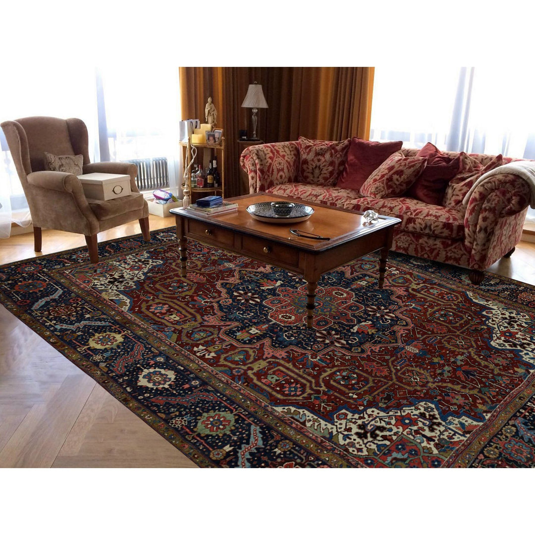 8'3" x 11'9" Vintage Hand Knotted Red Wool Rectangle Oriental Rug - MOA10278162