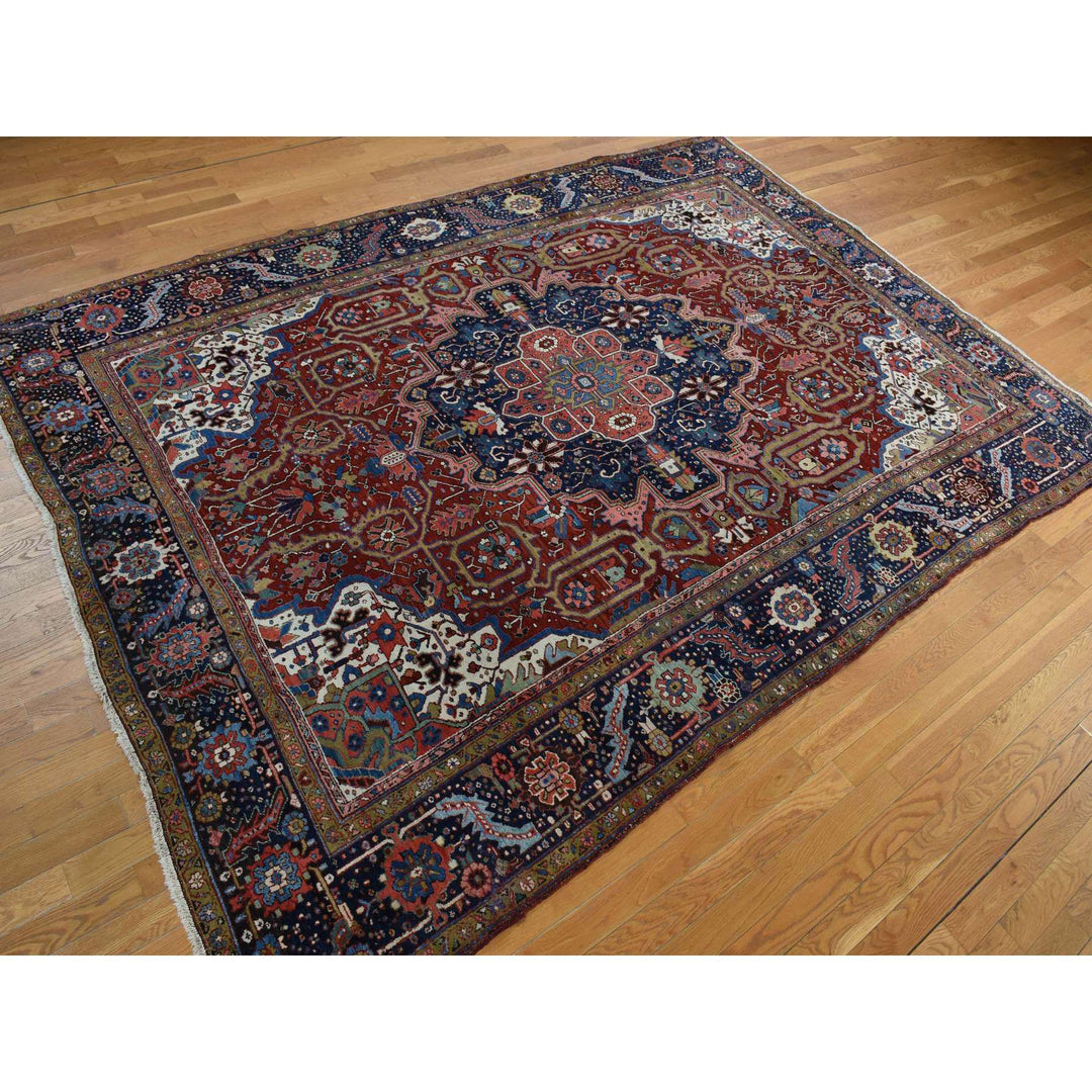 8'3" x 11'9" Vintage Hand Knotted Red Wool Rectangle Oriental Rug - MOA10278162