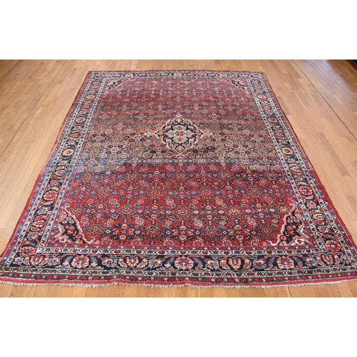 8'5" x 11'3" Vintage Hand Knotted Red Wool Rectangle Oriental Rug - MOA10278163