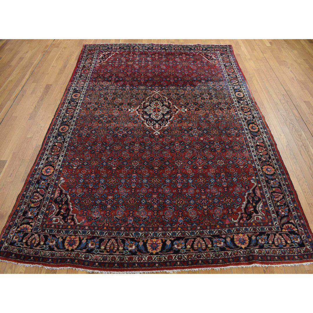 8'5" x 11'3" Vintage Hand Knotted Red Wool Rectangle Oriental Rug - MOA10278163