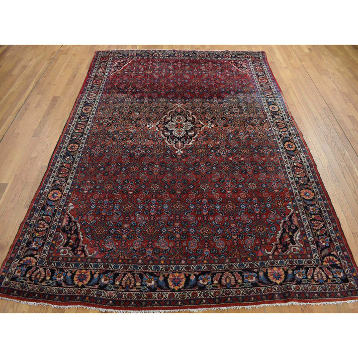 8'5" x 11'3" Vintage Hand Knotted Red Wool Rectangle Oriental Rug - MOA10278163