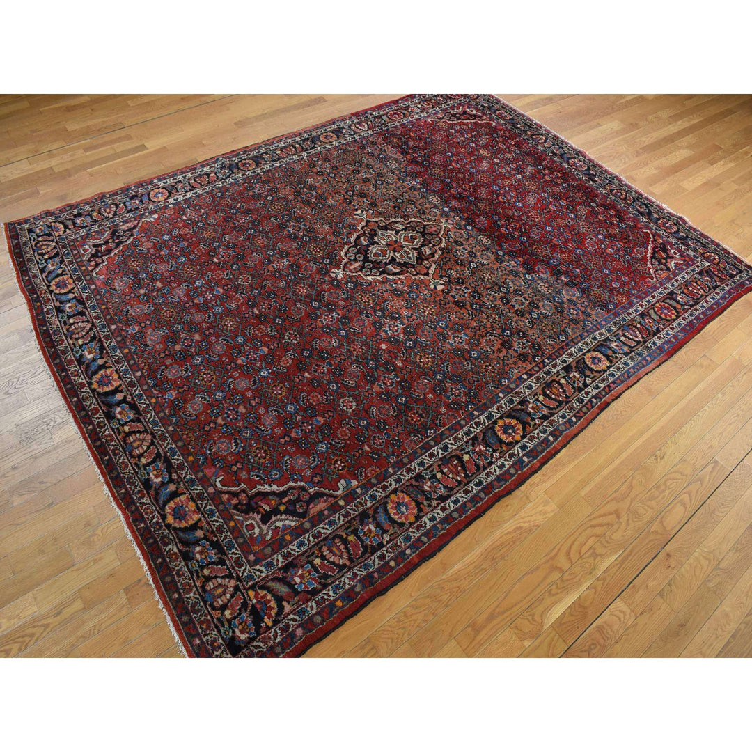 8'5" x 11'3" Vintage Hand Knotted Red Wool Rectangle Oriental Rug - MOA10278163