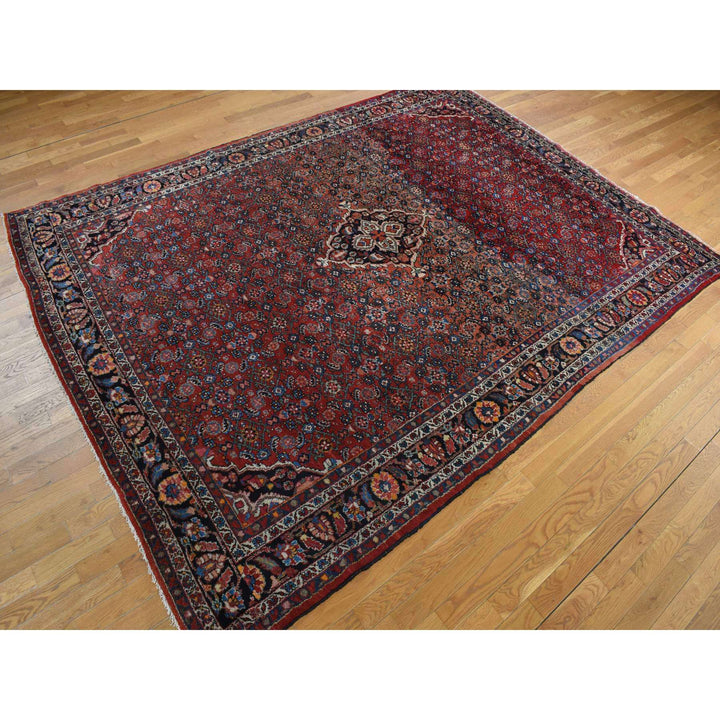 8'5" x 11'3" Vintage Hand Knotted Red Wool Rectangle Oriental Rug - MOA10278163