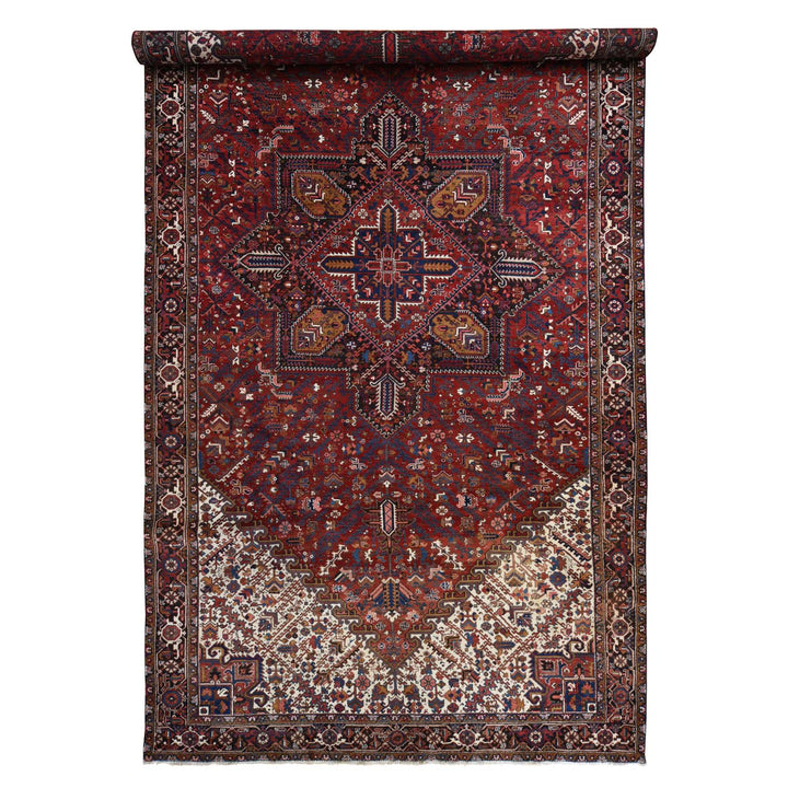 10'9" x 22'5" Vintage Hand Knotted Red Wool Rectangle Oriental Rug - MOA10278172