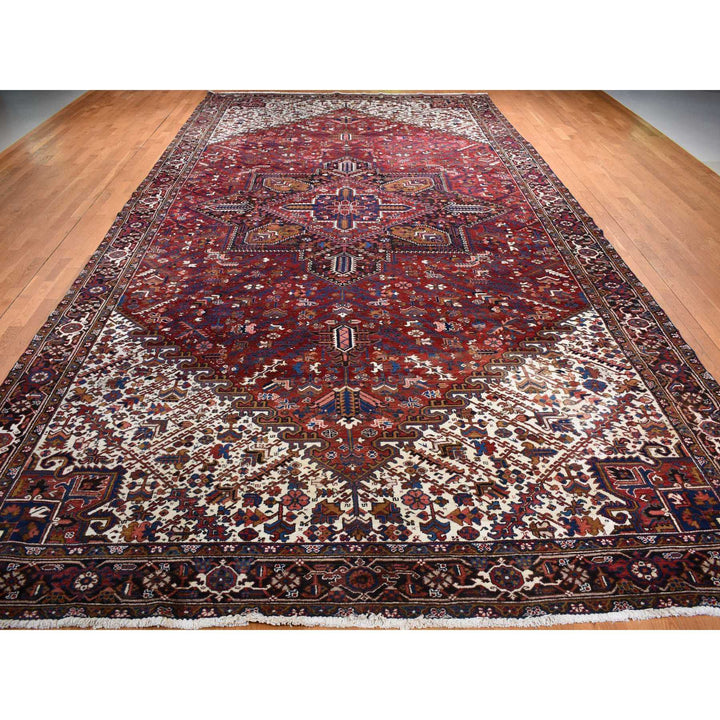 10'9" x 22'5" Vintage Hand Knotted Red Wool Rectangle Oriental Rug - MOA10278172