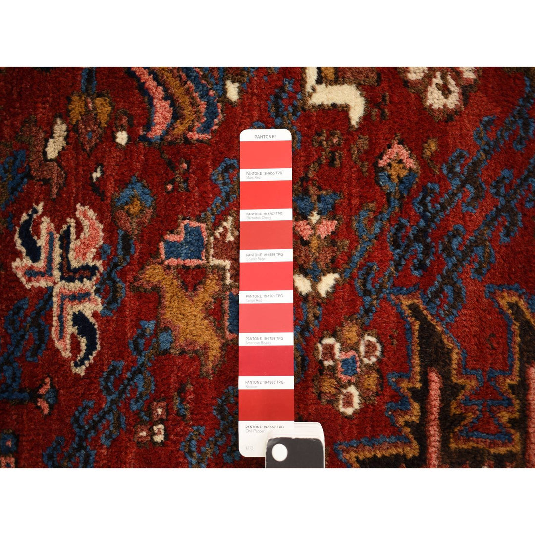 10'9" x 22'5" Vintage Hand Knotted Red Wool Rectangle Oriental Rug - MOA10278172