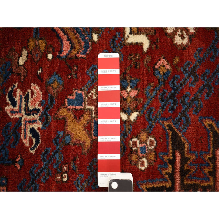10'9" x 22'5" Vintage Hand Knotted Red Wool Rectangle Oriental Rug - MOA10278172