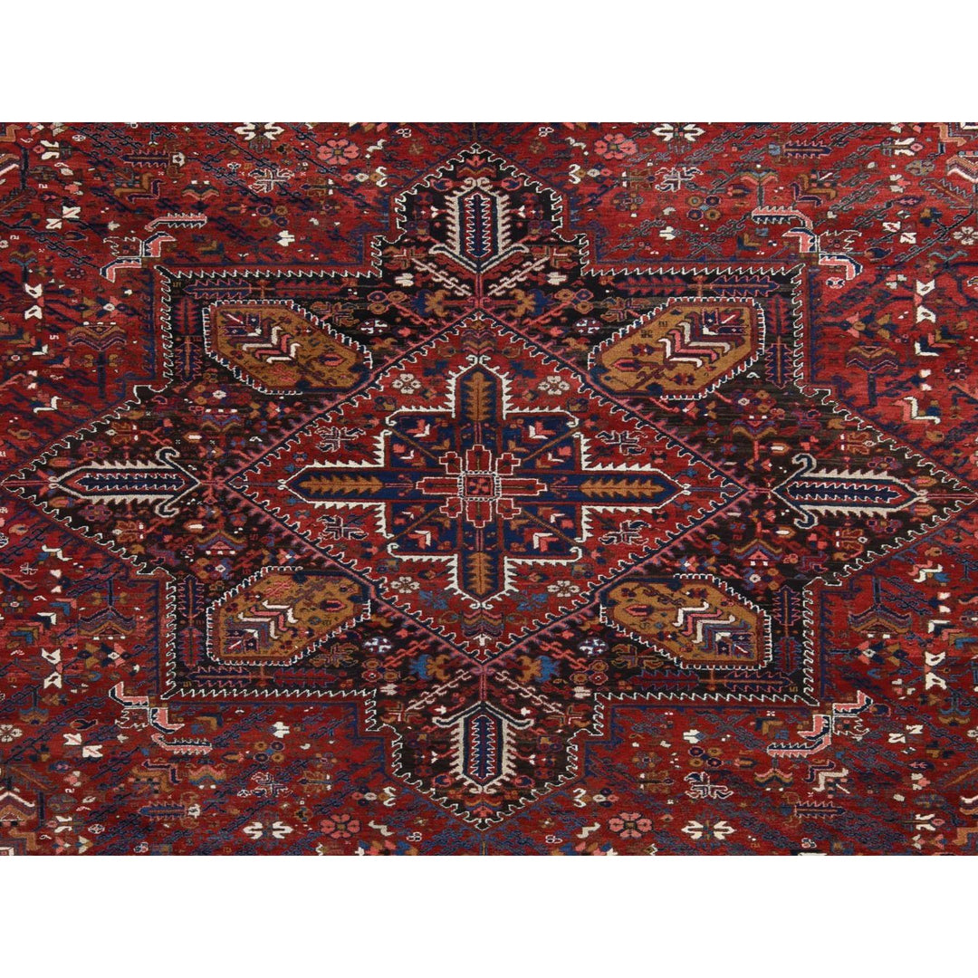 10'9" x 22'5" Vintage Hand Knotted Red Wool Rectangle Oriental Rug - MOA10278172