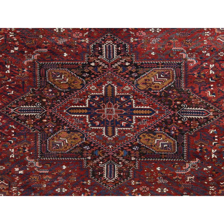 10'9" x 22'5" Vintage Hand Knotted Red Wool Rectangle Oriental Rug - MOA10278172