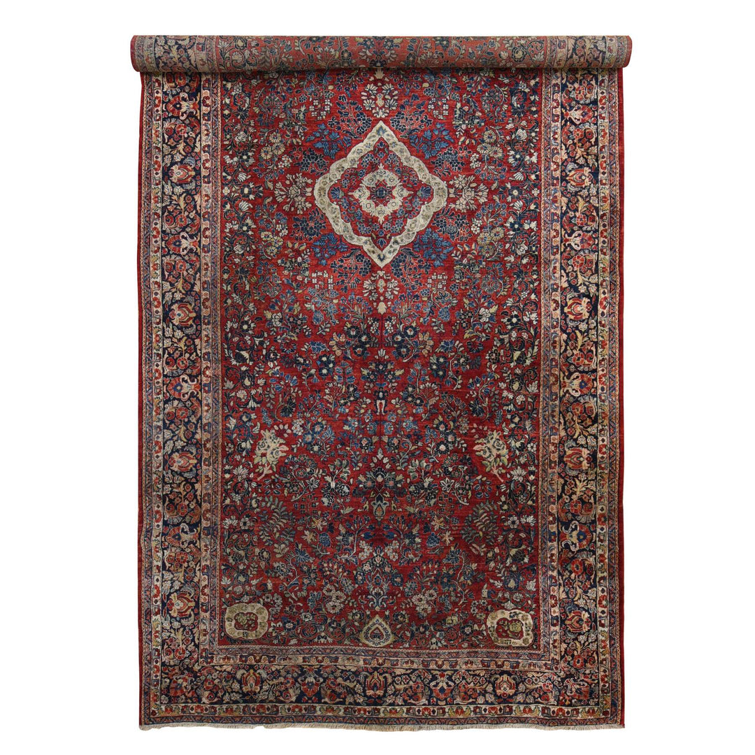 9'0" x 19'4" Vintage Hand Knotted Red Wool Rectangle Oriental Rug - MOA10278173