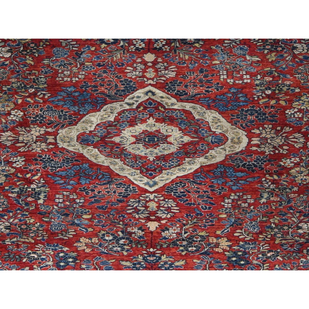 9'0" x 19'4" Vintage Hand Knotted Red Wool Rectangle Oriental Rug - MOA10278173
