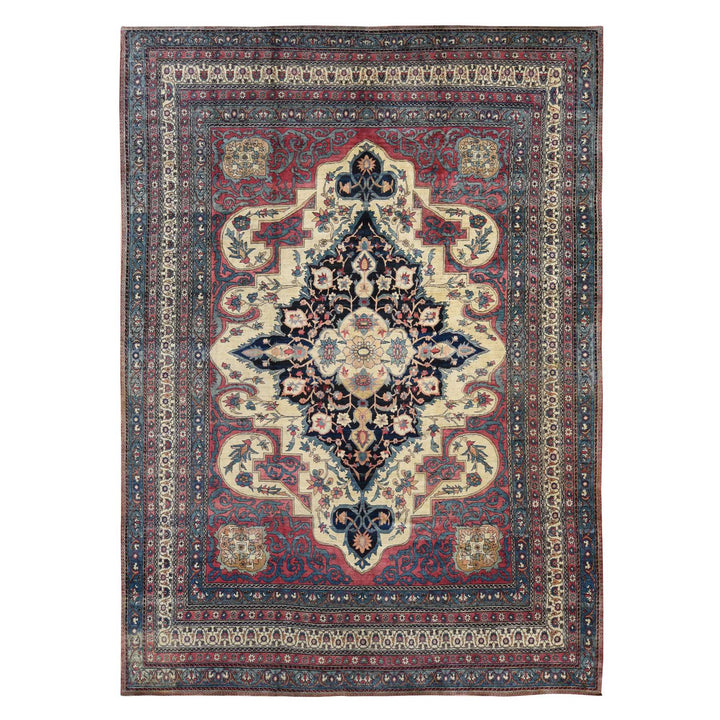 11'1" x 15'4" Vintage Hand Knotted Red Wool Rectangle Oriental Rug - MOA10278174