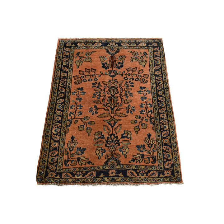 1'10" x 2'8" Vintage Hand Knotted Red Wool Rectangle Oriental Rug - MOA10278186