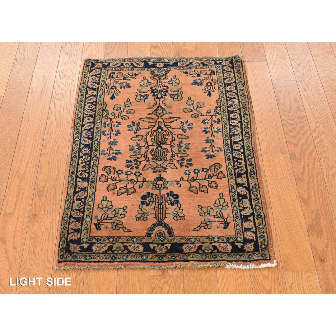 1'10" x 2'8" Vintage Hand Knotted Red Wool Rectangle Oriental Rug - MOA10278186