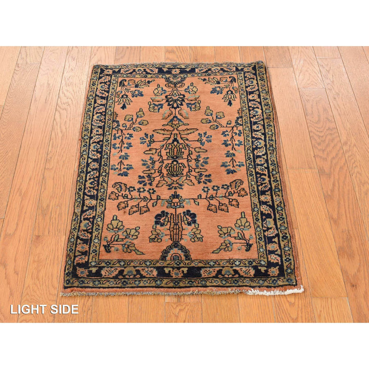 1'10" x 2'8" Vintage Hand Knotted Red Wool Rectangle Oriental Rug - MOA10278186