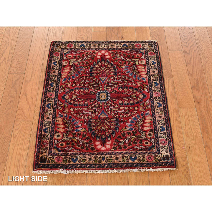 2'0" x 2'6" Vintage Hand Knotted Red Wool Rectangle Oriental Rug - MOA10278187
