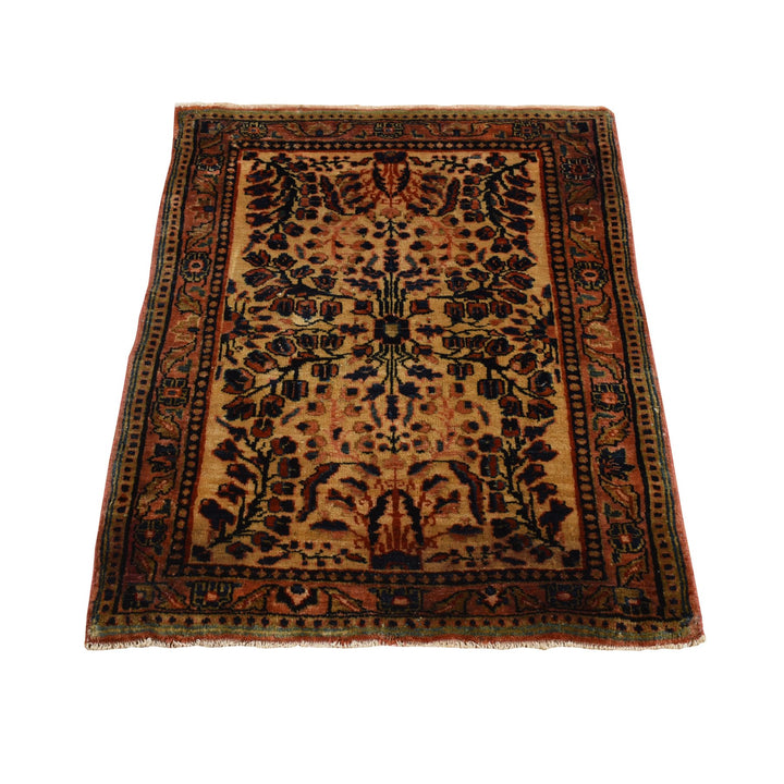 2'0" x 3'0" Vintage Hand Knotted Yellow Wool Rectangle Oriental Rug - MOA10278191