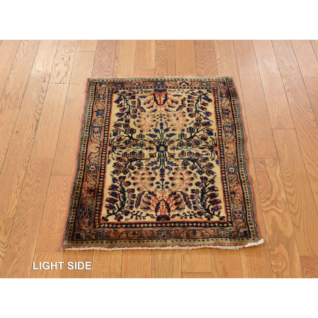 2'0" x 3'0" Vintage Hand Knotted Yellow Wool Rectangle Oriental Rug - MOA10278191