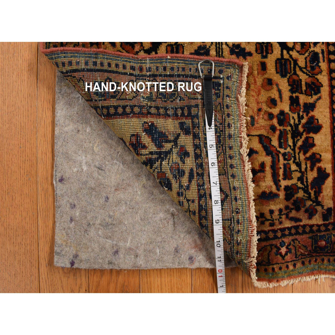 2'0" x 3'0" Vintage Hand Knotted Yellow Wool Rectangle Oriental Rug - MOA10278191