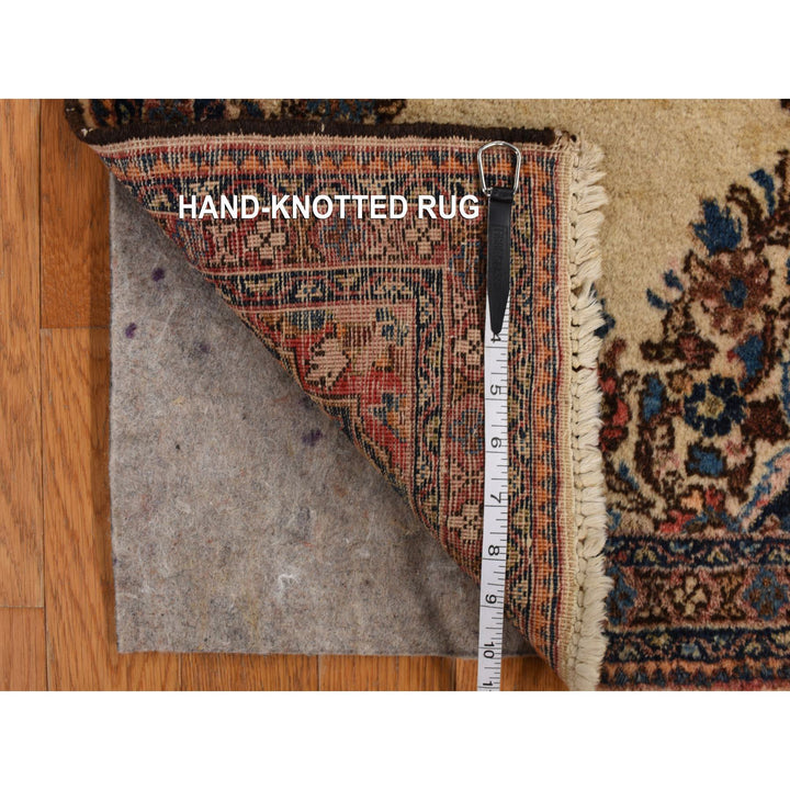 2'0" x 4'0" Vintage Hand Knotted Ivory Wool Rectangle Oriental Rug - MOA10278193