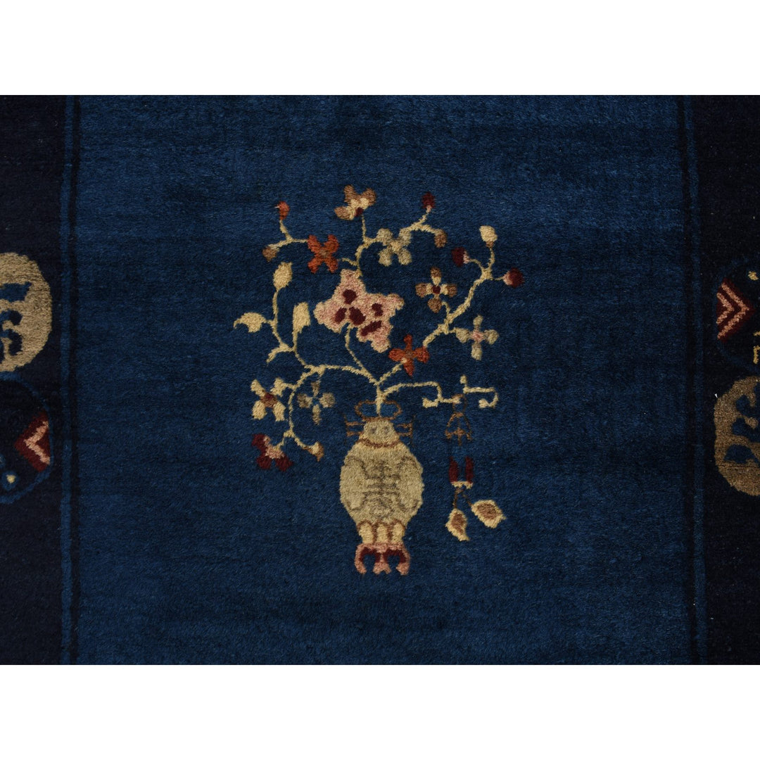 3'0" x 5'8" Vintage Hand Knotted Blue Wool Rectangle Oriental Rug - MOA10278195