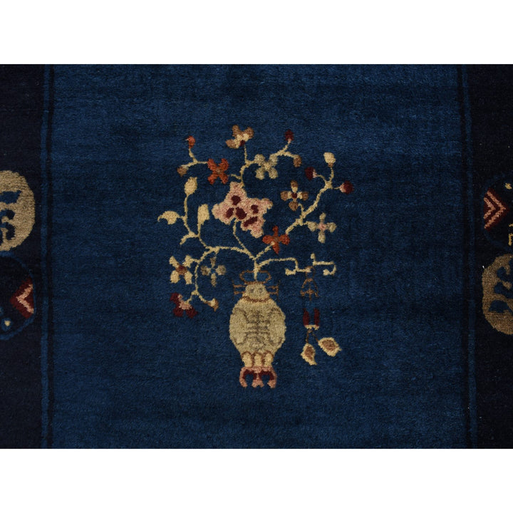 3'0" x 5'8" Vintage Hand Knotted Blue Wool Rectangle Oriental Rug - MOA10278195