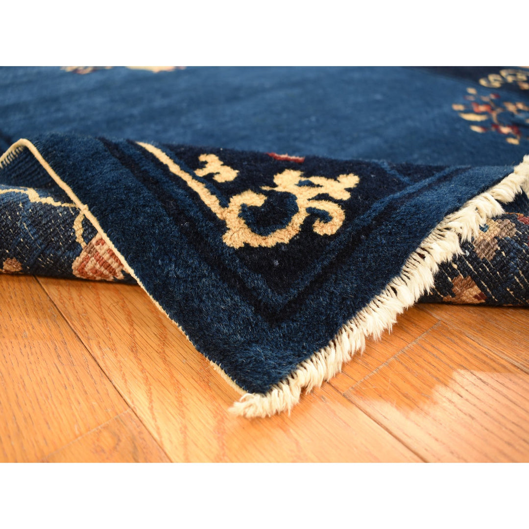 3'0" x 5'8" Vintage Hand Knotted Blue Wool Rectangle Oriental Rug - MOA10278195