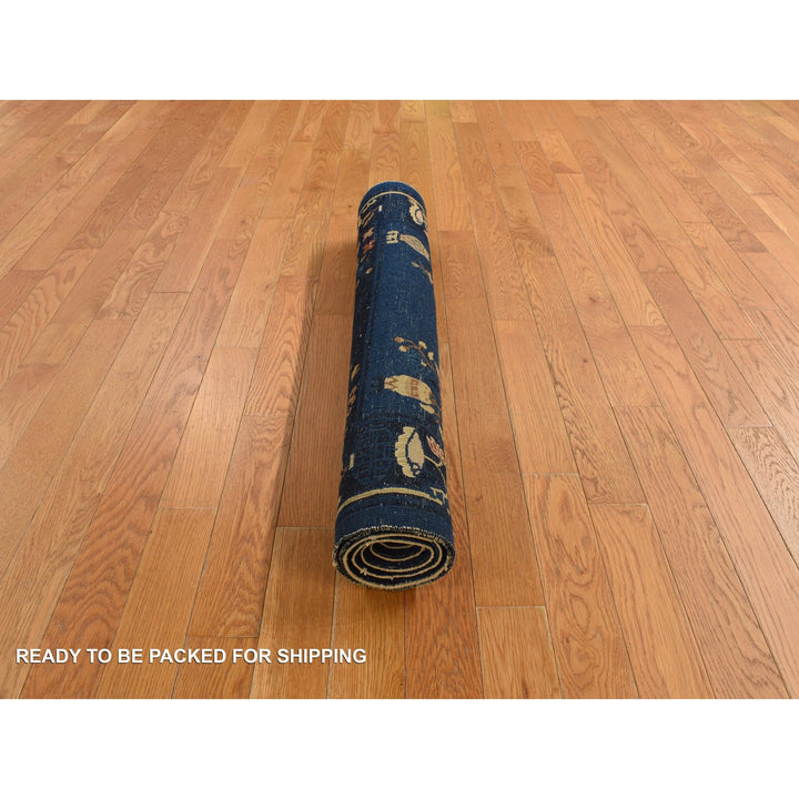 3'0" x 5'8" Vintage Hand Knotted Blue Wool Rectangle Oriental Rug - MOA10278195