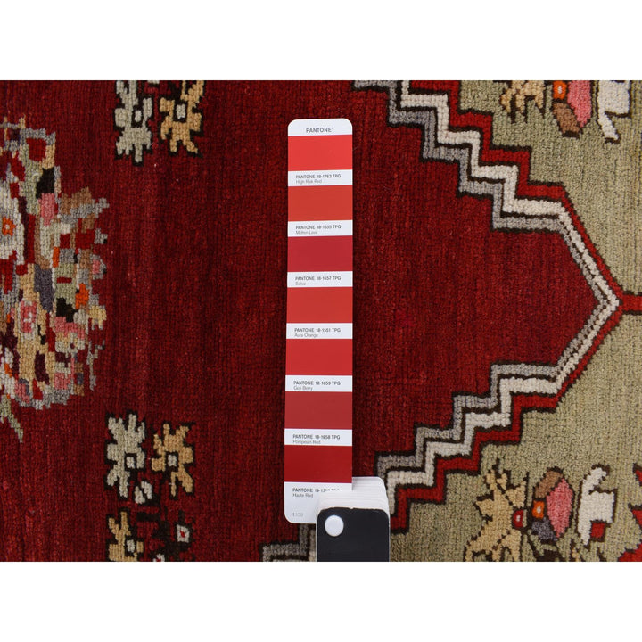 3'5" x 5'0" Vintage Hand Knotted Red Wool Rectangle Oriental Rug - MOA10278203