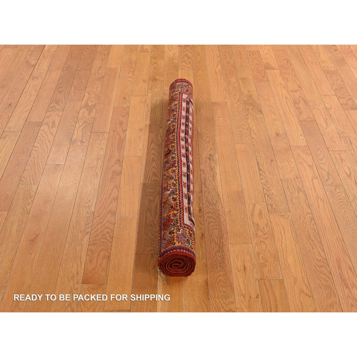 3'5" x 5'0" Vintage Hand Knotted Red Wool Rectangle Oriental Rug - MOA10278203