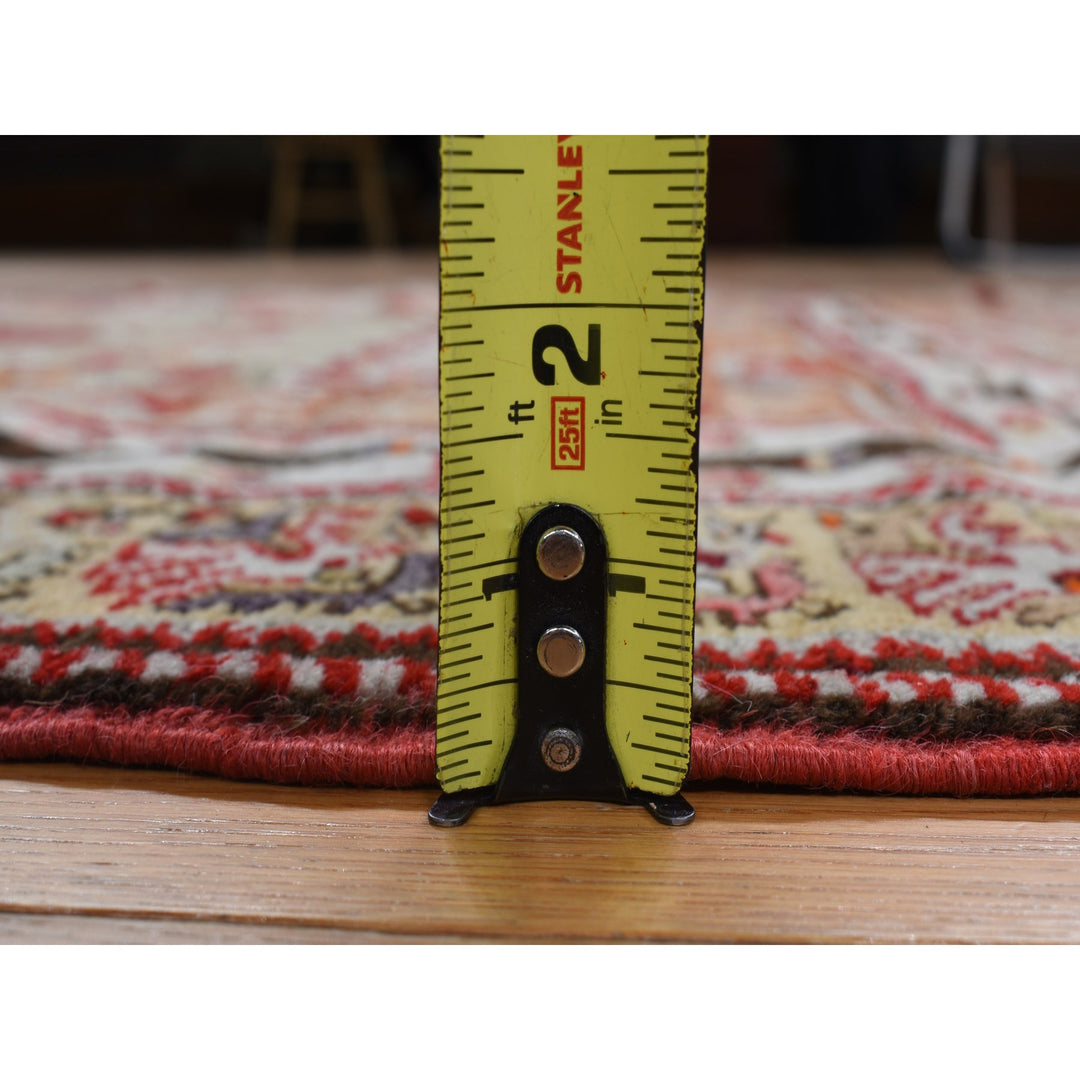 3'5" x 5'0" Vintage Hand Knotted Red Wool Rectangle Oriental Rug - MOA10278203