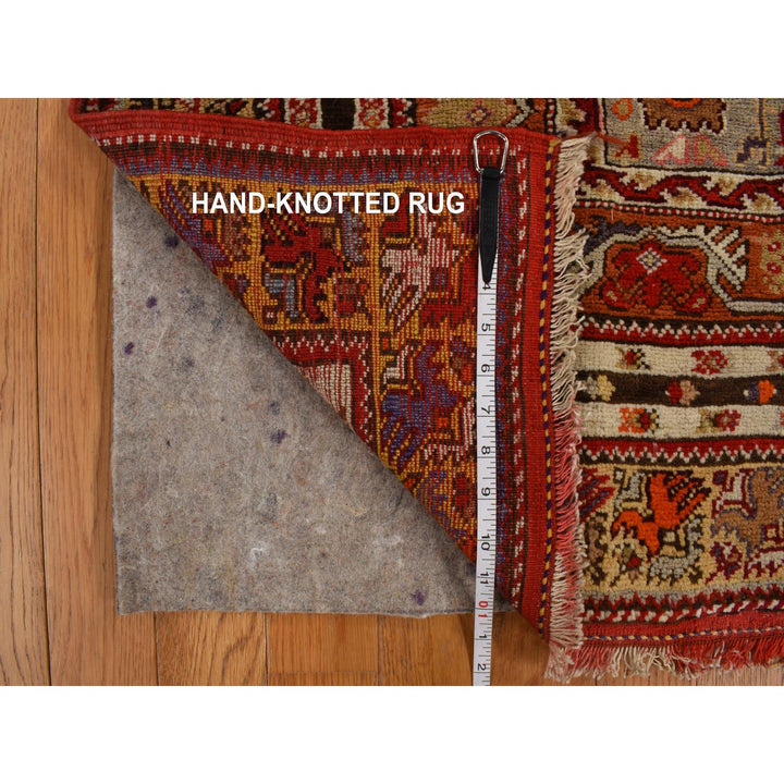 3'5" x 5'0" Vintage Hand Knotted Red Wool Rectangle Oriental Rug - MOA10278203