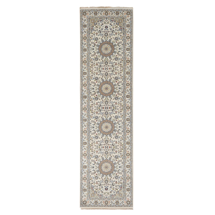 2'9" x 10'2" New Hand Knotted Ivory Wool Runner Oriental Rug - MOA10278205