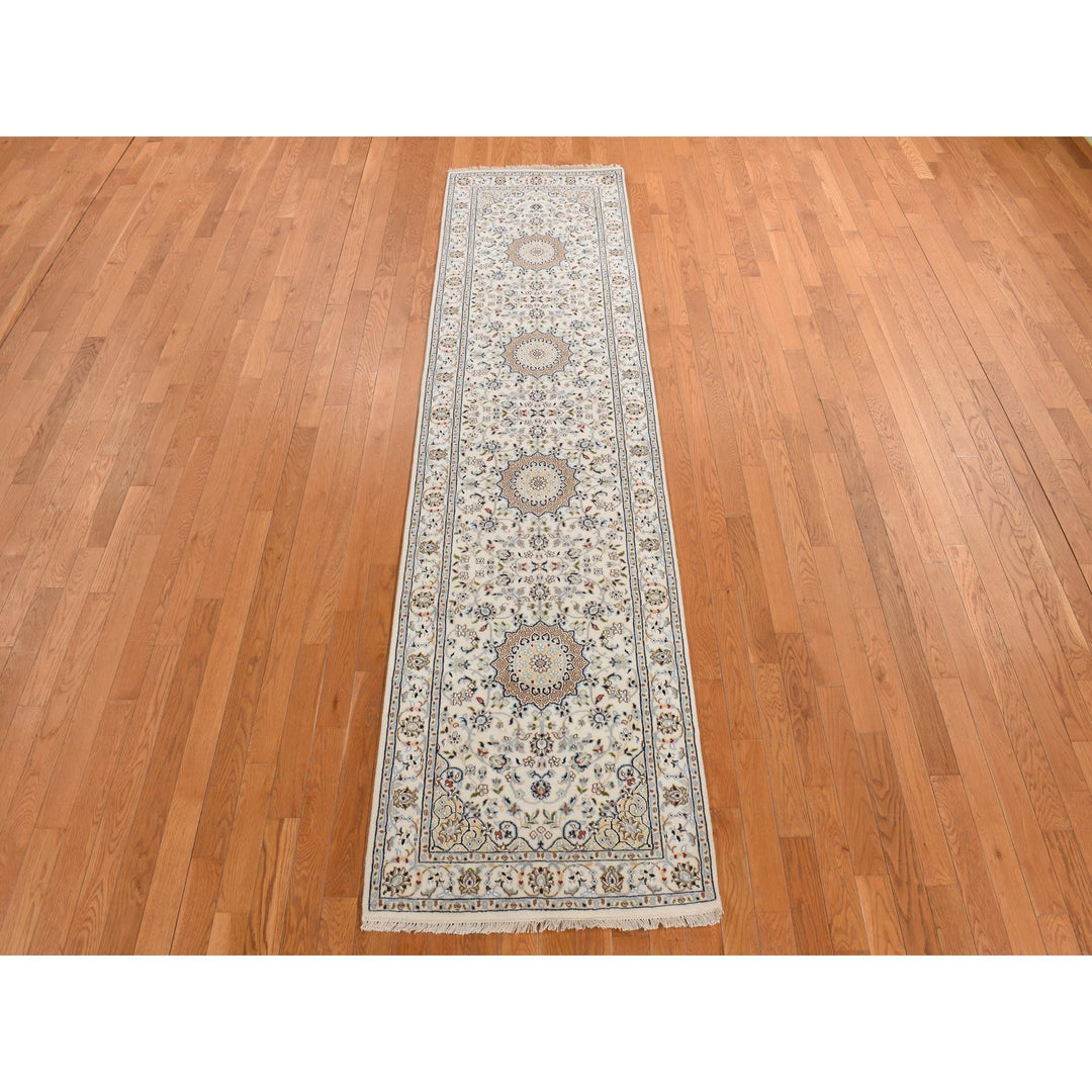 2'9" x 10'2" New Hand Knotted Ivory Wool Runner Oriental Rug - MOA10278205