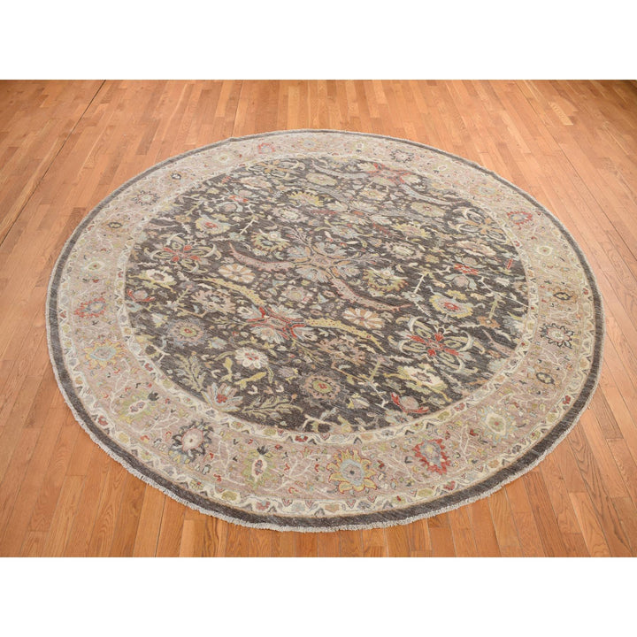 9'9" x 9'10" New Hand Knotted Grey Wool Round Oriental Rug - MOA10278207