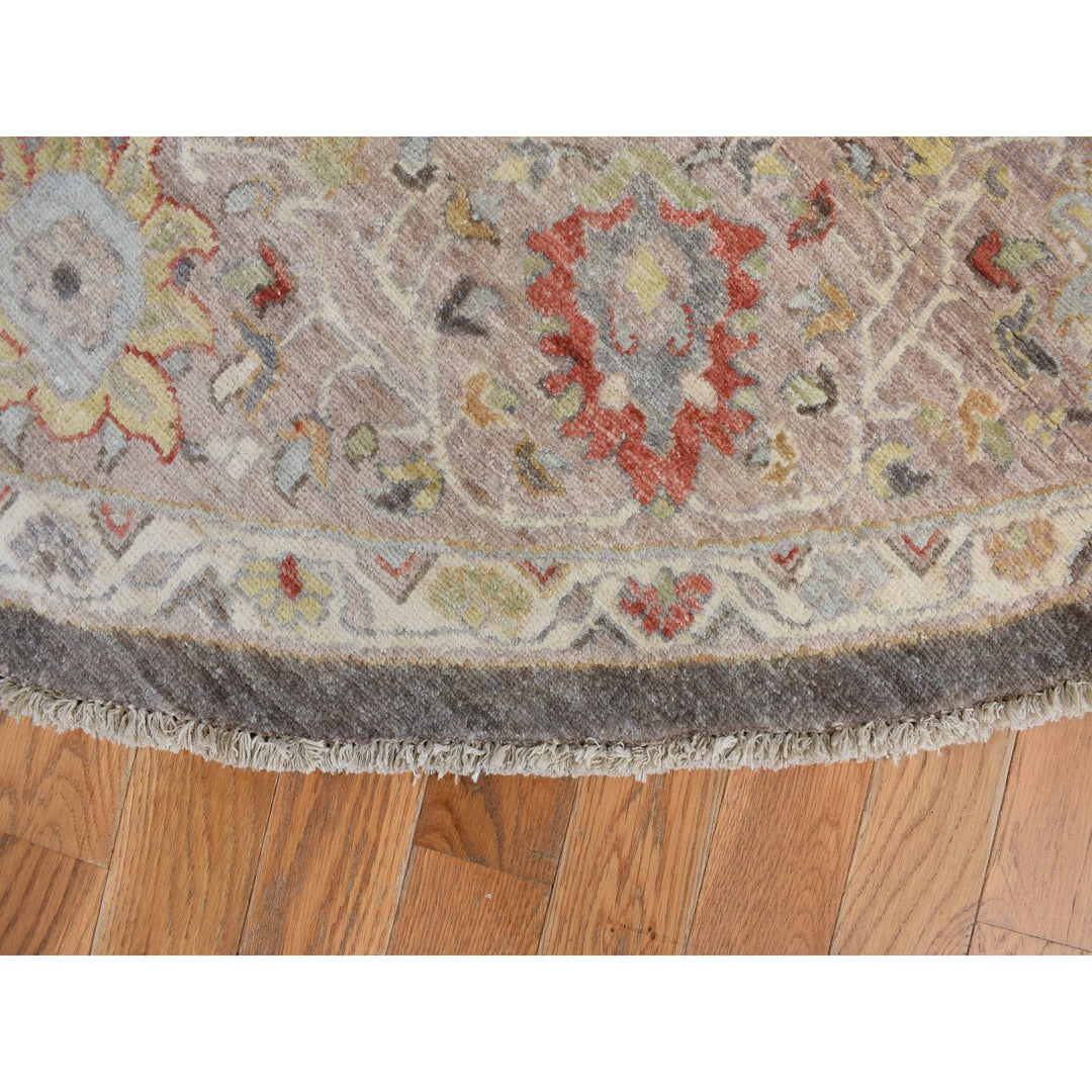 9'9" x 9'10" New Hand Knotted Grey Wool Round Oriental Rug - MOA10278207