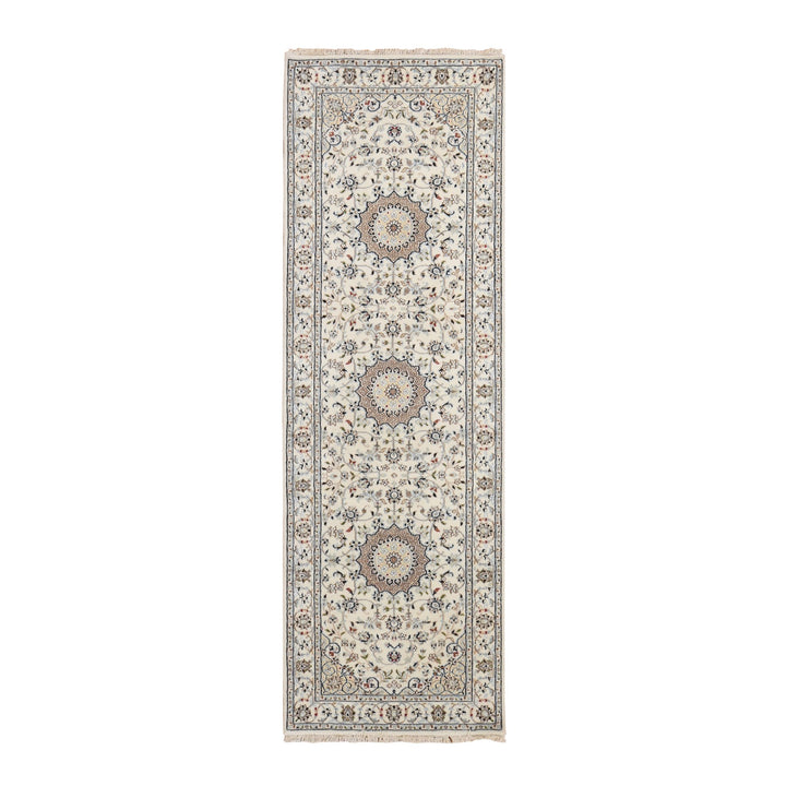 2'9" x 8'6" New Hand Knotted Ivory Wool Rectangle Oriental Rug - MOA10278223