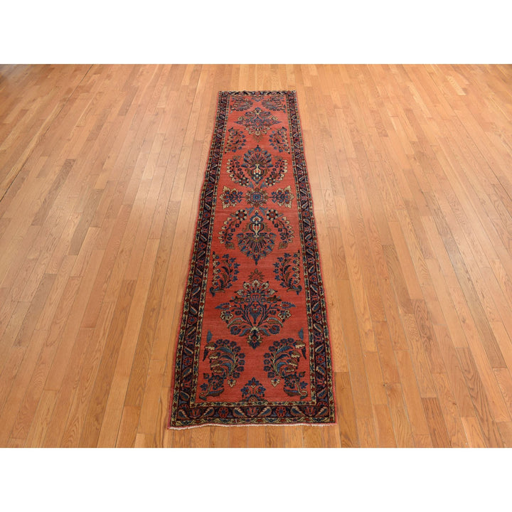 2'7" x 10'0" Vintage Hand Knotted Red Wool Runner Oriental Rug - MOA10278230