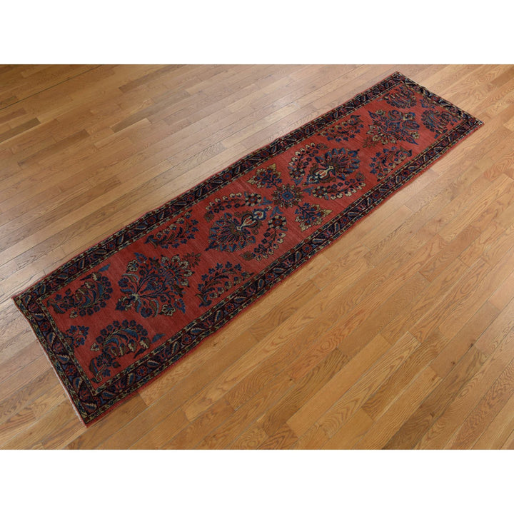 2'7" x 10'0" Vintage Hand Knotted Red Wool Runner Oriental Rug - MOA10278230