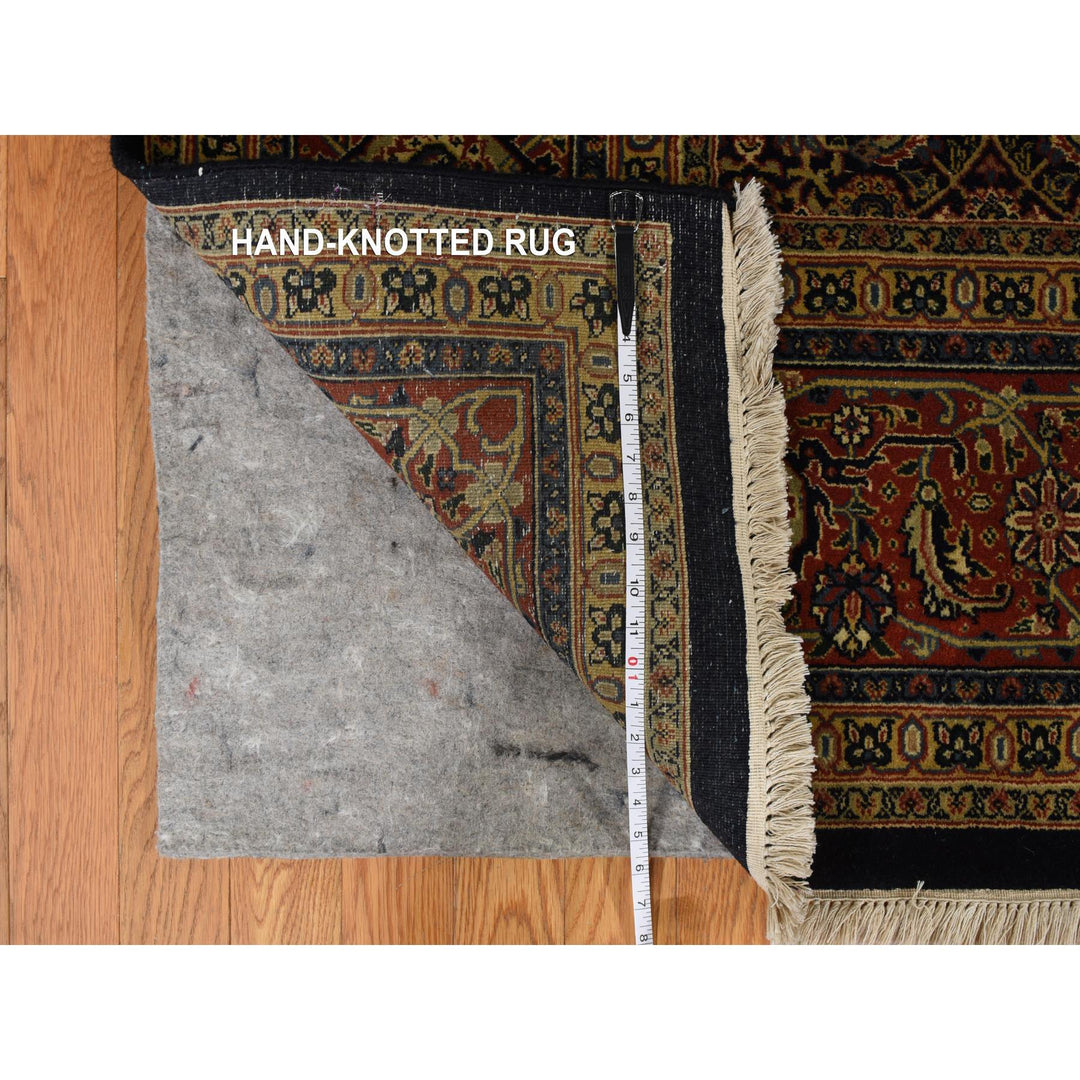 9'0" x 12'3" New Hand Knotted Black Wool & Silk Rectangle Oriental Rug - MOA10278236