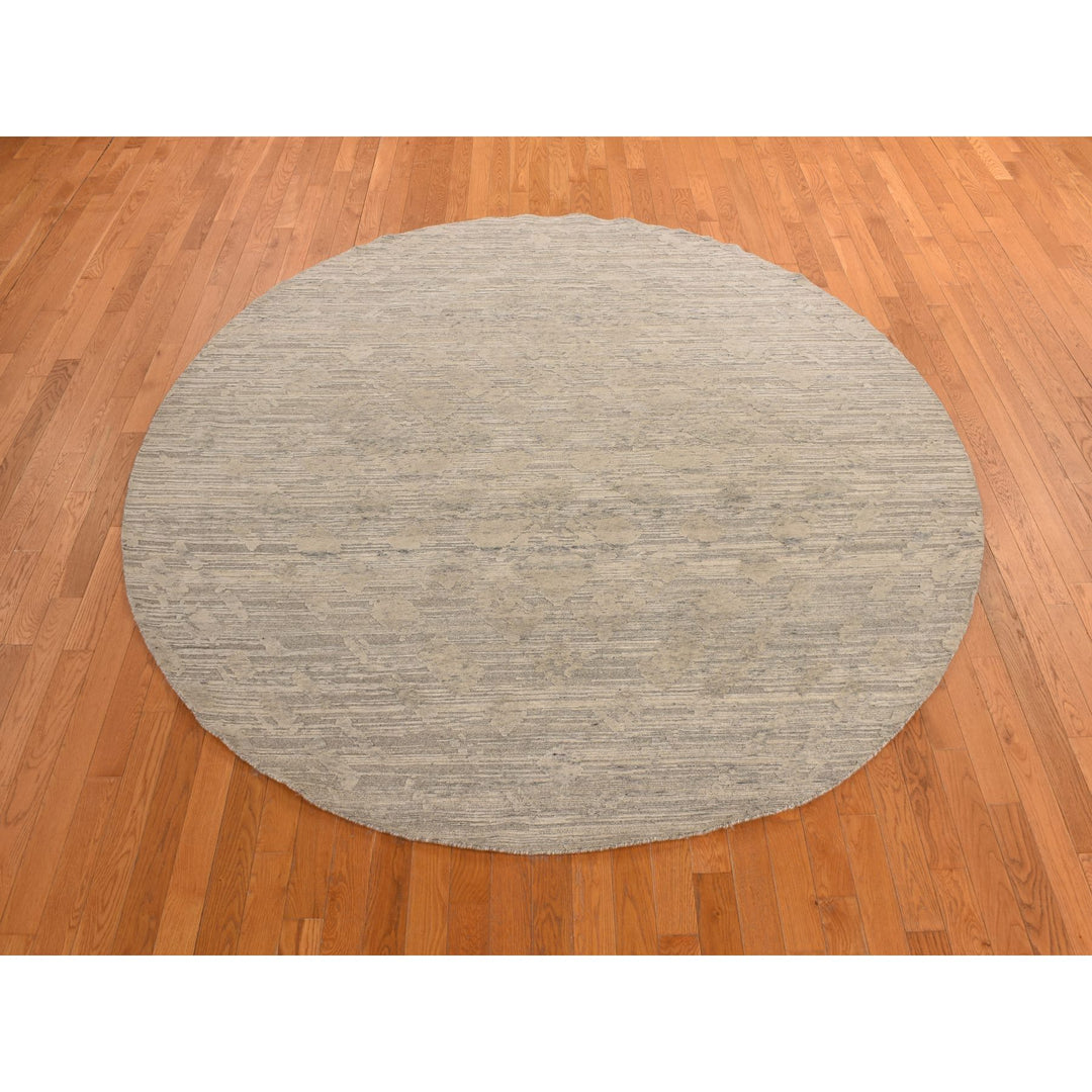 8'1" x 8'1" New Hand Knotted Grey Cotton Round Oriental Rug - MOA10278237